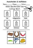 Vorschau - Mal- und Bastelvorlagen - Ausschneiden und kleben Buchstabe H - Wortschatz basteln Feinmotorik (Grundschule) - Seite 1