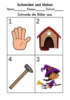 Vorschau - Mal- und Bastelvorlagen - Ausschneiden und kleben Buchstabe H - Wortschatz basteln Feinmotorik (Grundschule) - Seite 3