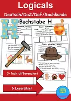 Vorschau - Spiele - Buchstabe H Leserätsel - Lesen, schneiden, kleben - DaZ/DaF, Deutsch, Sachunterricht - Deckblatt
