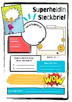 Vorschau - Mal- und Bastelvorlagen - Schulstart - Superheldinnen und Superhelden Steckbriefe - Seite 1
