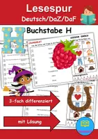 Vorschau - Spiele - Lesespur / Leserätsel Thema Buchstabe H - DaZ/DaF, Deutsch - Deckblatt