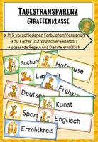 Vorschau - Bildkarten - Tagestransparenz Stundenplan Giraffe Giraffenklasse - Deckblatt