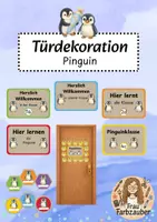 Vorschau - Mal- und Bastelvorlagen - Türschild Klassenzimmer Pinguin / Pinguinklasse - Deckblatt