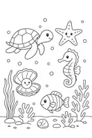 Vorschau - Mal- und Bastelvorlagen - Ausmalbilder Unterwasserwelt Bildkarten Fische Wal - Seite 3