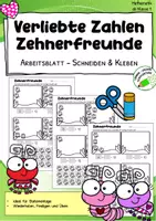 Vorschau - Stationenlernen - Verliebte Zahlen – Klebe-Arbeitsblatt „Quallen“ zu den Zehnerfreunden im Zahlenraum 10 - Deckblatt