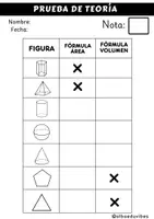 Vista previa - Evaluación - Fórmulas de Volúmenes y Áreas ( examen ) - página 1