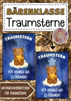 Vorschau - Anderer Materialtyp - Bärenklasse Motivationskärtchen mit Traumstern - Deckblatt