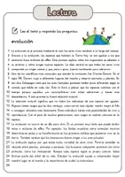 Vista previa - Hojas de trabajo - Comprensión lectora – evolución + soluciones - página 1