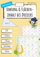 Vorschau - Spiele - Umfang und Flächeninhalt von DREIECKEN - Spiel - Deckblatt
