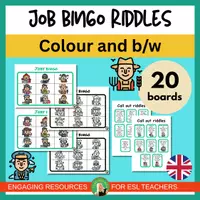 Vista previa - Juegos / Gamificación - Job Bingo Riddle | ESL Vocabulary Practice K-2 | Printable Color & B/W - Portada