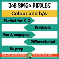 Vista previa - Juegos / Gamificación - Job Bingo Riddle | ESL Vocabulary Practice K-2 | Printable Color & B/W - página 1