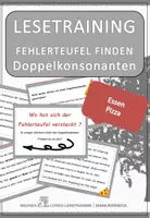 Vorschau - Fördermaterial/Inklusion - Kochen/Pizza Spezial: Fehlerteufel Lesekarten Doppelkonsonanten - Deckblatt