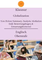 Vorschau - Klassenarbeiten - Klausur: Globalization - summary, analysis, mediation (inkl. Bewertungsbogen + Erwartungshorizont) - Deckblatt