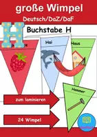 Vorschau - Spiele - Große Wimpel Buchstabe H - Für Girlande oder Kette (Deko) - DaZ/DaF, Deutsch (Wortschatz) - Deckblatt
