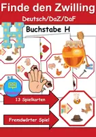 Vorschau - Mal- und Bastelvorlagen - Finde den Zwilling Buchstabe H - DaZ/DaF, Deutsch (Grundschule) Kartenspiel - Deckblatt