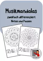 Vorschau - Arbeitsblätter - Noten Mandalas zweifach differenziert - Deckblatt