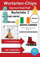 Vorschau - Mal- und Bastelvorlagen - Wortarten Chips Buchstabe I - DaZ/DaF, Deutsch (Nomen, Verben, Adjektive) - Deckblatt