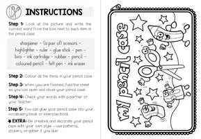 Vorschau - Arbeitsblätter - School Things & School Supplies – Pencil Case Vocabulary | Englisch Craftivity - Seite 2