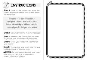 Vorschau - Arbeitsblätter - School Things & School Supplies – Pencil Case Vocabulary | Englisch Craftivity - Seite 3