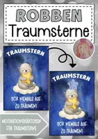 Vorschau - Anderer Materialtyp - Robbenklasse Motivationskärtchen mit Traumstern - Deckblatt