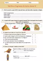 anteprima - Compiti in classe/Test - VERIFICA INGRESSO STORIA CL 5 - Pagina di copertina