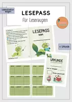 Vorschau - Arbeitsblätter - Lesepass zur Leseraupe mit Urkunde & Elterninfo - Deckblatt