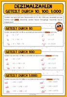 Vorschau - Poster - DEZIMALZAHLEN: GETEILT DURCH 10, 100, 1000 - Merkblatt + Poster - Seite 1