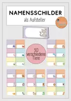 Vorschau - Bildkarten - Blanko Namensschilder zum Aufstellen – 30 Tiere - Deckblatt