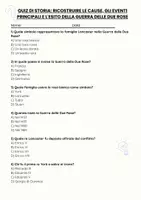 anteprima - Quiz - Ricostruire le cause, gli eventi principali e l'esito della Guerra delle Due Rose - Pagina 1