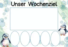 Vorschau - Poster - Ziel der Woche + Klassenregeln Materialpaket – Wochenziel Karten mit Klassentier Pinguin | Growth Mindset - Seite 2