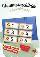 Vorschau - Bildkarten - Nummernschilder (Spindschilder, Ablageschilder) Löwenklasse - Deckblatt