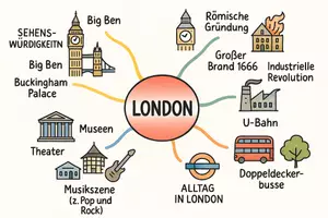 Vorschau - Arbeitsblätter - AB mit Fragen zum Thema "London" + Lösungsblatt + Mindmap + Infografik - Seite 2