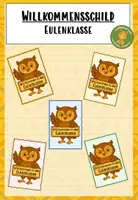 Vorschau - Bildkarten - Willkommensschild Eule Eulenklasse - Deckblatt