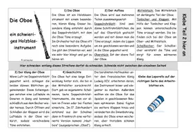 Vorschau - Arbeitsblätter - Die Oboe erklärt (Leporello, Text und Lösung) - Seite 1