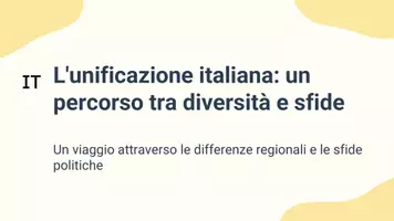 anteprima - Presentazioni / Lavagne - L'unificazione italiana: Storia e sfide - Presentazione - Pagina 1