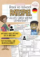Vorschau - Arbeitsblätter - Kennenlernspiel Schulstart | Alles über meine Lehrkraft | Ratespiel Klasse 5–10 - Deckblatt