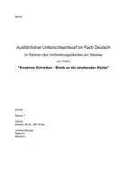 Vorschau - Stundenentwürfe - Briefe schreiben - Kreatives Schreiben - Unterrichtsentwurf - Seite 1