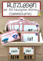 Vorschau - Anderer Materialtyp - Blitzlesen der 100 häufigsten Wörter (Sammelkartei) - Deckblatt
