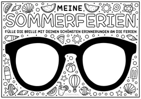 Vorschau - Arbeitsblätter - Sonnenbrillen Rückblick auf die Sommerferien - Steckbrief zum Ausmalen & Ausfüllen zum Schulstart - Seite 1