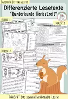 Vorschau - Arbeitsblätter - Differenzierte Lesetexte - "Kunterbunter Herbst" I Kl. 1-3 - Deckblatt