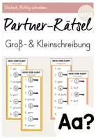 Vorschau - Stationenlernen - Freiarbeit: Partner-Rätsel (Groß- und Kleinschreibung) - Deckblatt