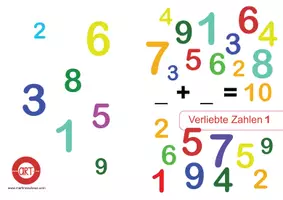 Vorschau - Arbeitsblätter - 2 Klettmappevorlagen - Verliebte Zahlen A5 - Seite 1
