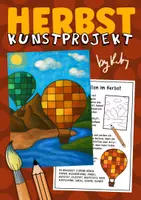 Vorschau - Mal- und Bastelvorlagen - Bunte Heißluftballons im Herbst - Kunst für die Herbstzeit - Deckblatt