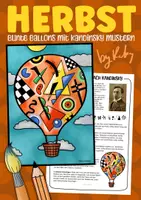 Vorschau - Arbeitsblätter - Bunte Ballons mit Kandinsky Mustern - Kunstprojekt für den Herbst - Deckblatt