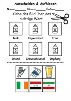 Vorschau - Mal- und Bastelvorlagen - Ausschneiden und kleben Buchstabe I - Wortschatz basteln Feinmotorik (Grundschule) - Seite 1