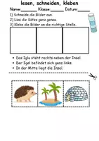 Vorschau - Spiele - Buchstabe I Leserätsel - Lesen, schneiden, kleben - DaZ/DaF, Deutsch, Sachunterricht - Seite 1