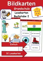 Vorschau - Mal- und Bastelvorlagen - Lesekarten/Bildkarten Buchstabe I einfach - DaZ/DaF, Deutsch (Grundschule) - Deckblatt