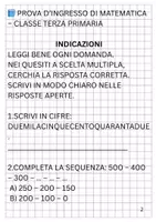 anteprima - Esercizi - PROVA D'INGRESSO MATEMATICA CLASSE TERZA - Pagina 1
