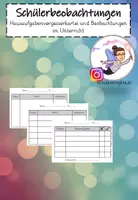 Vorschau - Lehrpläne/Lehrermaterial - Schülerbeobachtungen und Hausaufgabenvergesserkartei - Deckblatt