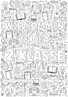 Vorschau - Arbeitsblätter - Gemeinschafts Poster für den Schulstart zum Malen & Basteln- „Willkommen in der 2. Klasse" - Seite 1